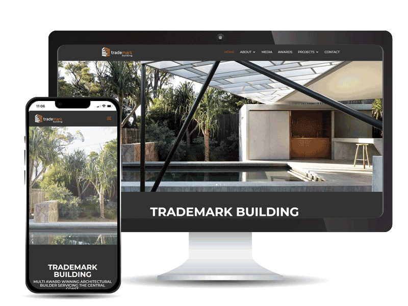 Web designer Central Coast portfolio of Trademark Building website
